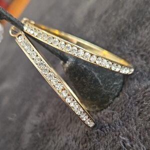 Elegant Gold and Silver Crystal Hoop Earrings